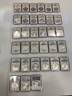 1986-2018 Complete $1 American Silver Eagle 33 Coin Set Graded NGC MS 69