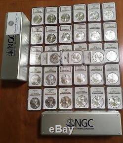 1986 2018 Complete 33 Coin American Silver Eagle Set Ngc Ms 69