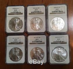 1986 2018 Complete 33 Coin American Silver Eagle Set Ngc Ms 69
