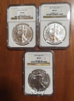 1986 2018 Complete 33 Coin American Silver Eagle Set Ngc Ms 69 #2