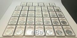 1986-2019 34 Coin Year Set 1 oz Silver American Eagle. 999 US Coins MS69 NGC G7