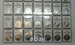 1986-2019 34 Coin Year Set 1 oz Silver American Eagle. 999 US Coins MS69 NGC G7