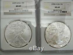 1986 2019 American Eagle 1 oz Silver Dollar Set NGC MS 69 Certified BC422