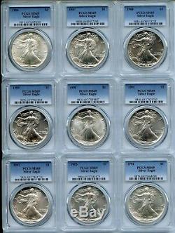 1986 2019 American Silver Eagle 1 oz PCGS MS69 Set of 34 Coin Collection JD667
