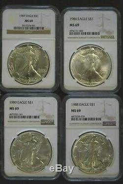 1986-2019 American Silver Eagle NGC MS69 34 Coins Set