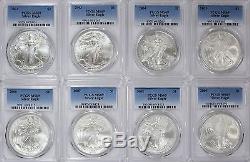 1986-2019 American Silver Eagles Complete 33-Coin Set Each Graded PCGS MS69