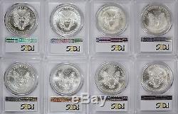 1986-2019 American Silver Eagles Complete 34-Coin Set Each Graded PCGS MS69