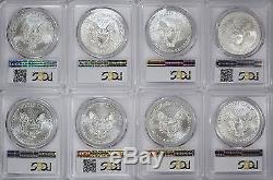1986-2019 American Silver Eagles Complete 34-Coin Set Each Graded PCGS MS69