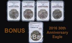 1986 2019 Complete 34 Coin American Silver Eagle Set Ngc Ms 69 Plus Bonus 2016