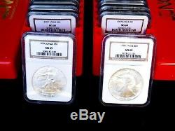 1986 2019 Complete 34 Coin American Silver Eagle Set Ngc Ms 69 Plus Bonus 2016