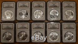 1986-2019 Complete Set $1 American Silver Eagles NGC Certified MS-69 34-Coins