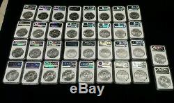 1986-2019 Silver American Eagle 34 Coin Set all NGC MS69 plus NGC Box