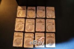 1986-2020 American Silver Eagle ASE S$1 NGC MS69 FULL 35-Coin SET Custom Box