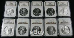 1986-2020 American Silver Eagle Complete 35 Coin Set NGC MS 69 Brown Label
