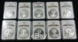 1986-2020 American Silver Eagle Complete 35 Coin Set NGC MS 69 Brown Label