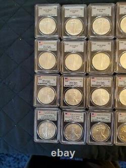 1986-2020 American Silver Eagle Complete 35 Coin Set PCGS MS69 w 2001-2020 FS