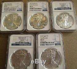 1986-2020 American Silver Eagle NGC MS69 Brown & Blue Label 35 Coin Set Choice