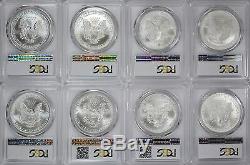 1986-2020 American Silver Eagles Complete 35-Coin Set Each Graded PCGS MS69