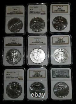 1986-2021 American Silver Eagle 36-pc Set NGC MS69 (2 New NGC Boxes)