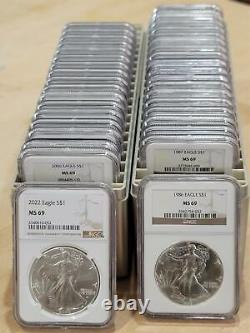 1986 2022 T2 American Silver Eagle 38 Coin Set Ngc Ms69 Brown Premium Coins Pq
