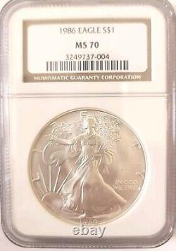 1986 AMERICAN SILVER EAGLE Dollar $1 NGC MS 70 ASE