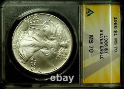 1986 American Silver Eagle $1 graded ANACS MS70