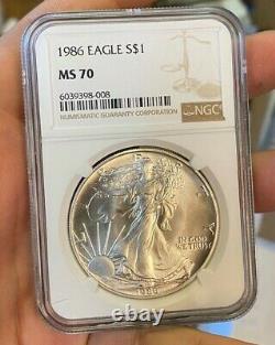 1986 American Silver Eagle ASE 1oz. 999 Coin NGC Graded MS70