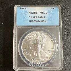 1986 American Silver Eagle Anacs Ms 70