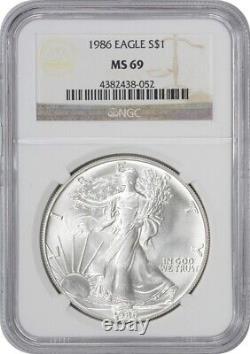 1986 American Silver Eagle Dollar MS69 NGC Mint State 69