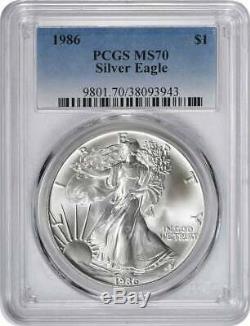 1986 American Silver Eagle Dollar MS70 PCGS Mint State 70