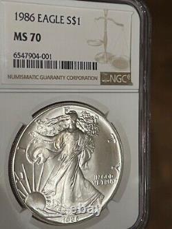 1986 American Silver Eagle MS70 NGC Brown Label