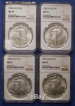 1986 American Silver Eagle NGC MS 70 1st Year of Issue RARE