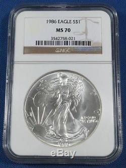 1986 American Silver Eagle NGC MS-70 Silver Perfect Coin No Spot No Toning