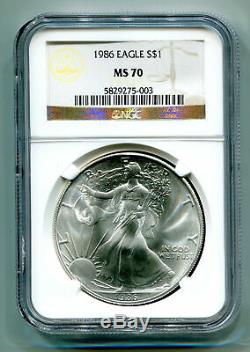 1986 American Silver Eagle Ngc Ms70 Brown Ms 70 Pristine Coin And Slab Pq