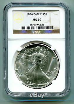 1986 American Silver Eagle Ngc Ms70 Brown Ms 70 Pristine Coin And Slab Pq