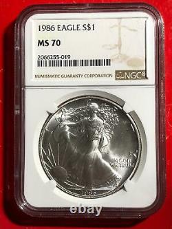 1986 American Silver Eagle, Ngc Ms70 Coin