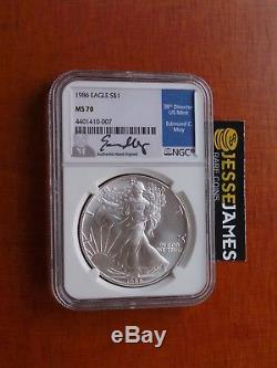 1986 American Silver Eagle Ngc Ms70 Edmund Moy Signed Beautiful Coin Low Pop 18