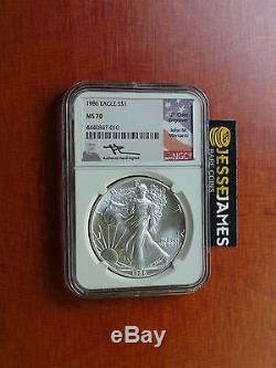 1986 American Silver Eagle Ngc Ms70 Mercanti Signed Beautiful Coin Low Pop 21