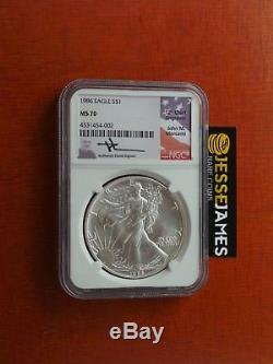 1986 American Silver Eagle Ngc Ms70 Mercanti Signed Beautiful Coin Low Pop 37