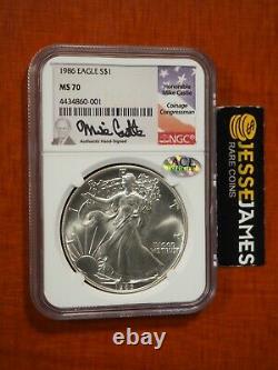 1986 American Silver Eagle Ngc Ms70 Mike Castle Signed Beautiful Coin Low Pop
