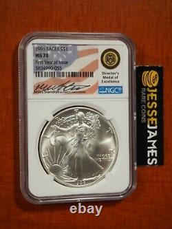 1986 American Silver Eagle Ngc Ms70 Miles Standish Signed Beautiful Coin Low Pop