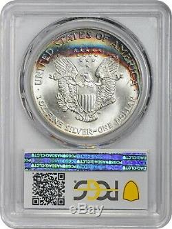 1986 American Silver Eagle PCGS MS66 GORGEOUS 2-SIDED RAINBOW TONING WOW