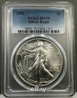 1986 American Silver Eagle PCGS MS70 NICE WHITE FLAWLESS COIN