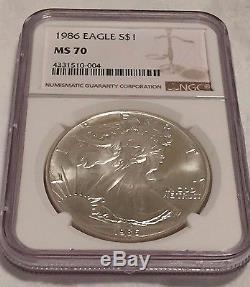 1986 MS 70 American Eagle Silver Dollar NGC MS70 Off The Chart