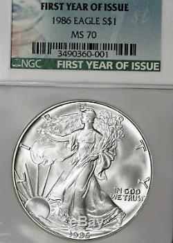 1986 MS70 American Silver Eagle $1 ASE, NGC Graded