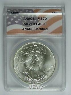 1986 P American Silver Eagle ANACS MS70