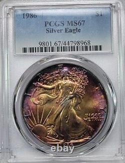 1986 PCGS MS67 Monster Toned American Silver Eagle