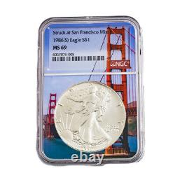 1986 S American Silver Eagle NGC MS70 San Francisco Bay Bridge Core