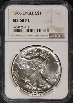 1986 Silver American Eagle $1 NGC MS68PL Prooflike RARE