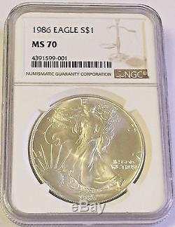 1986 Silver American Eagle MS-70 NGC First Year Issued MS 70